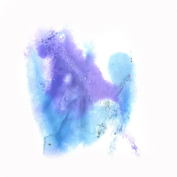 Ink abstract watercolor blot splash watercolour isolated blue purple on white background — Stock fotografie