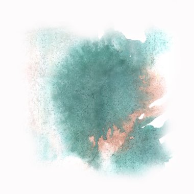 Beyaz arka plan mürekkep sıçrama soyut suluboya yeşil kahverengi suluboya izole