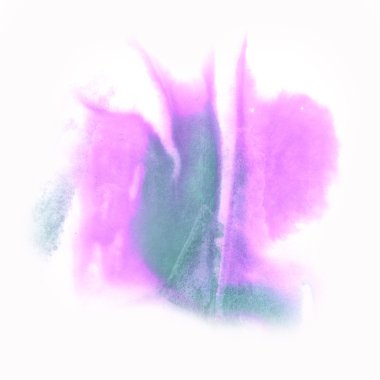 Beyaz arka plan Mor mürekkep yeşil suluboya soyut sıçrama suluboya izole