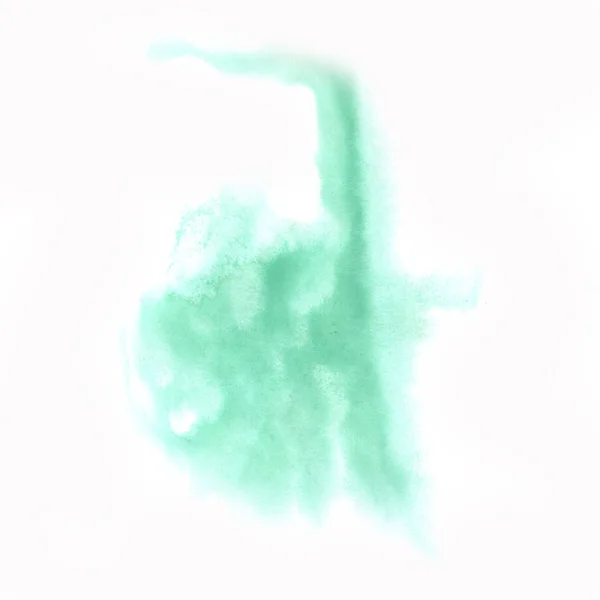 Atrament rozchlapać streszczenie zielony akwarela na białym tle — Zdjęcie stockowe
