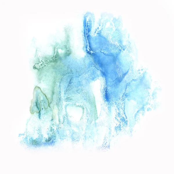 Tinta salpicadura abstracta azul acuarela mancha acuarela aislado fondo blanco —  Fotos de Stock