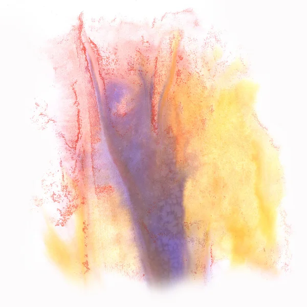 Abstract splash yellow purple red watercolor ink blot watercolour isolated white background — Stock Photo, Image