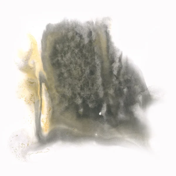 Tinta salpicadura acuarela abstracta acuarela el fondo blanco aislado negro — Foto de Stock
