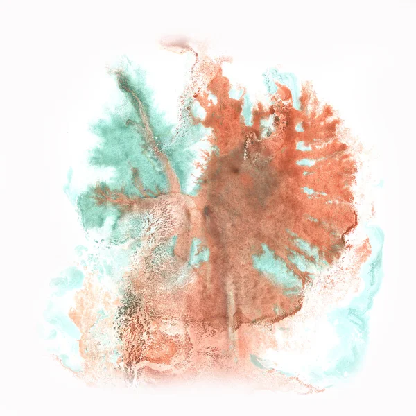 Salpicadura abstracta acuarela tinta mancha acuarela marrón verde aislado fondo blanco — Foto de Stock