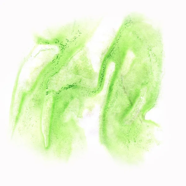 Akwarela atrament streszczenie akwarela rozchlapać zielony na białym tle — Zdjęcie stockowe
