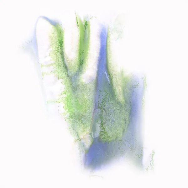 インクしぶき抽象緑紫水彩水彩ホワイト バック グラウンドを分離しました。 — ストック写真