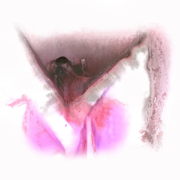 スプラッシュ抽象水彩インクしみ水彩ピンク黒分離ホワイト バック グラウンド — ストック写真