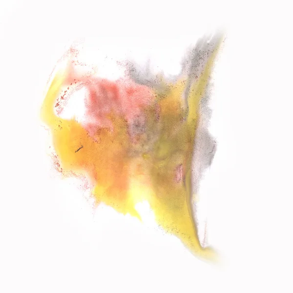 Абстрактный желтый оранжевый всплеск акварельные чернила пятно акварель изолированный белый фон — стоковое фото