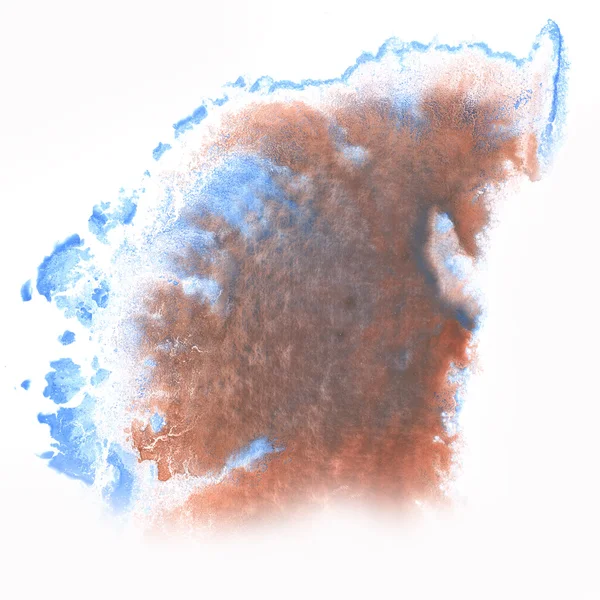 Tinta marrón azul acuarela abstracta salpicadura acuarela aislado fondo blanco — Foto de Stock