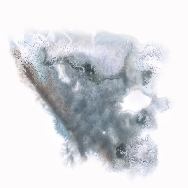 Чернила абстрактный всплеск акварели синий черный изолированный белый фон — стоковое фото