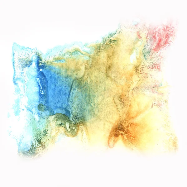 インク抽象的なスプラッシュ分離水彩褐色青い水彩ホワイト バック グラウンド — ストック写真