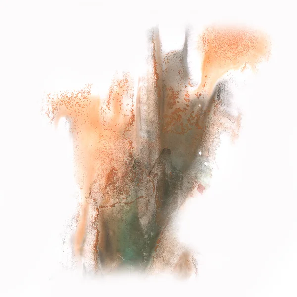 白い背景に分離された抽象的な水彩インクしみスプラッシュ ブラウン水彩 — ストック写真