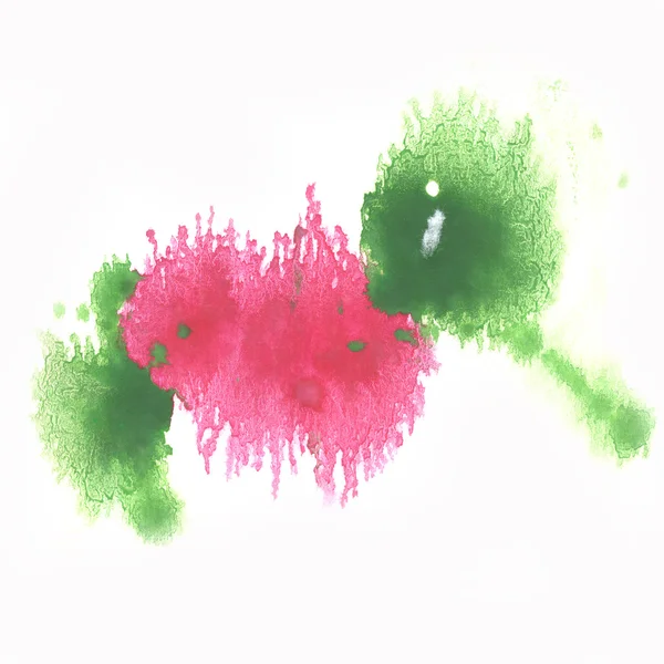 Ink akwarela rozchlapać streszczenie zmaza akwarela czerwony zielony na białym tle — Zdjęcie stockowe