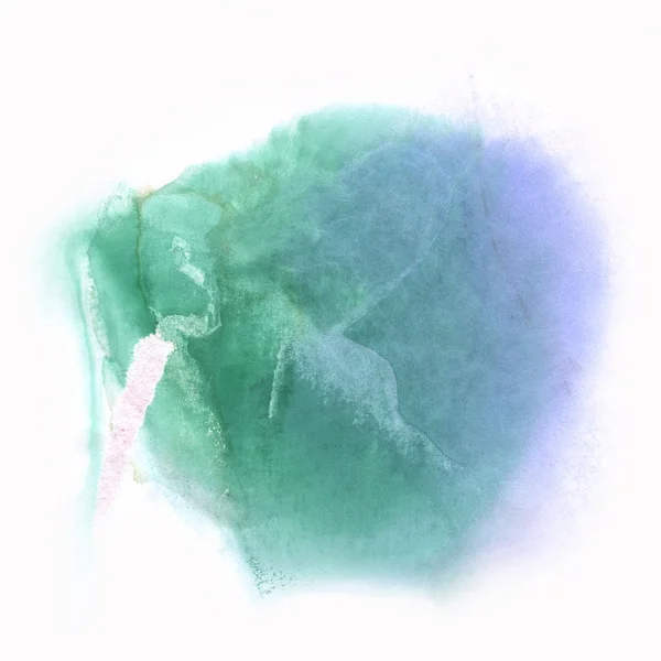 Tinta salpicadura acuarela abstracta acuarela verde azul aislado blanco fondo — Foto de Stock