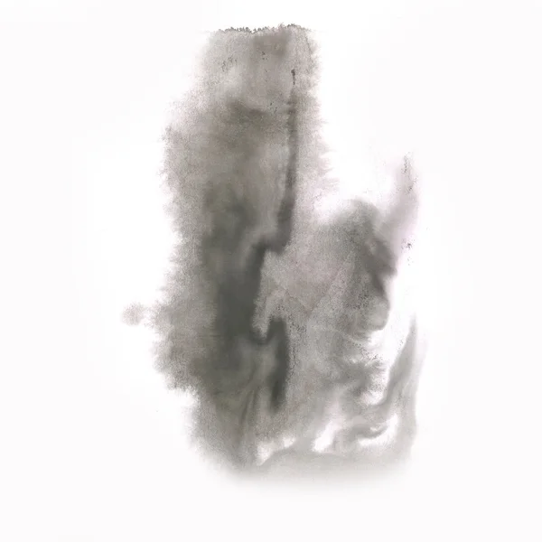 水墨抽象飞溅孤立的水彩黑色水彩白色背景 — 图库照片