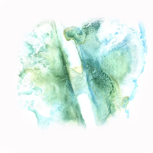 Чернила всплеск абстрактный акварельный зеленый пятно акварель изолированный белый фон — стоковое фото