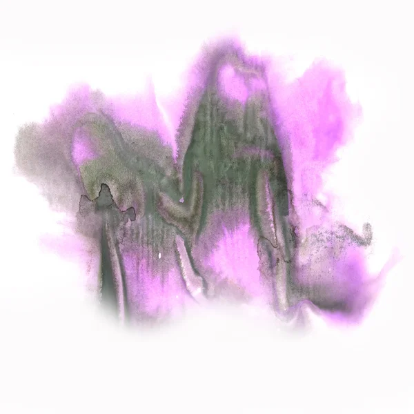 Abstraktní inkoust akvarel skvrnou úvodní purple akvarel izolovaných na bílém pozadí — Stock fotografie