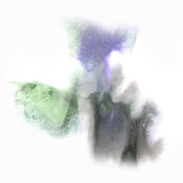 スプラッシュ抽象水彩インクしみ水彩黒緑分離ホワイト バック グラウンド — ストック写真