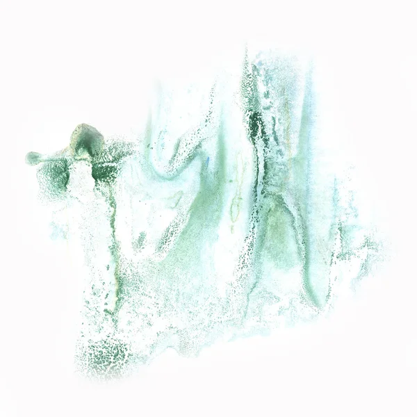 Tinta verde abstrato respingo aguarela aquarela isolado fundo branco — Fotografia de Stock