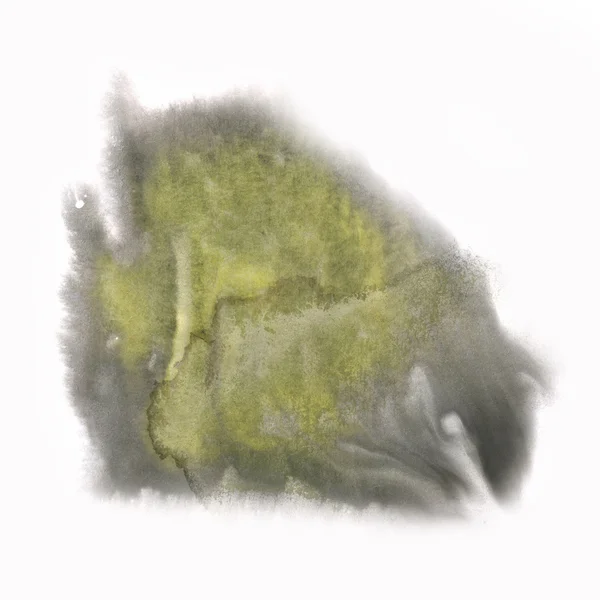 Atrament rozchlapać streszczenie czarny zielony akwarela na białym tle — Zdjęcie stockowe