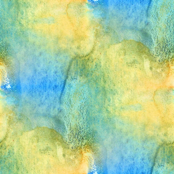 Nahtlose Aquarell blau gelb Hintergrund abstrakte Textur Muster, Kunst Wasserpapier Design Tapete — Stockfoto