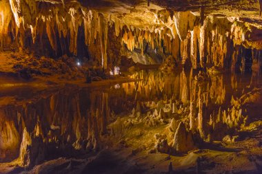 Cave stalactites, stalagmites, and other formations at Luray Caverns, Virginia. clipart