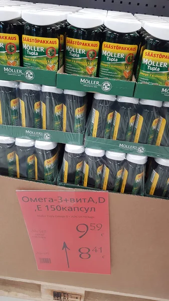 Финляндия Лаппеэнранта 2019 Витамины Омега Продажу Супермаркете — стоковое фото