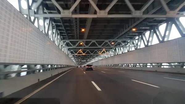 Russland Petersburg 2020 Westlicher Hochgeschwindigkeitsdurchmesser Ist Eine Innerstädtische Mautpflichtige Autobahn — Stockfoto