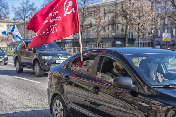 Ryssland Sankt Petersburg 2020 Motormöte Genom Stadens Gator Till Segerdagen — Stockfoto