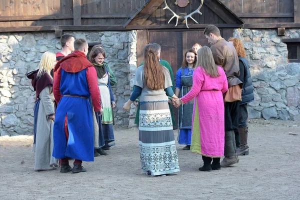 Svargas Russia 2016 Festival Medieval Culture May Tree Fans Medieval — Stock Photo, Image