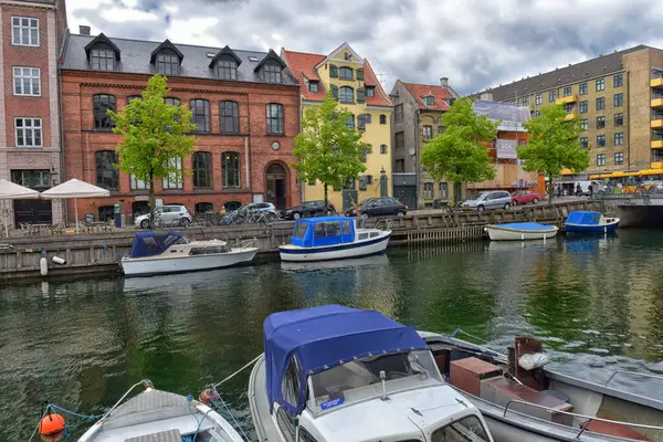 Copenhague Dinamarca 2016 Vista Cais Nyhavn Com Edifícios Coloridos Navios — Fotografia de Stock