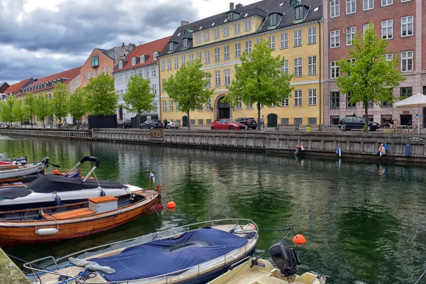 Copenhague Dinamarca 2016 Vista Cais Nyhavn Com Edifícios Coloridos Navios — Fotografia de Stock