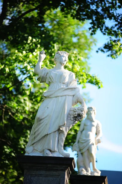 Rusia San Petersburgo 2018 Esculturas Mármol Parque Peterhof —  Fotos de Stock