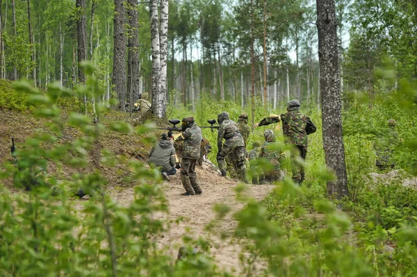 Petersburg Rusland 2016 Paintball Spelers Volle Uitrusting Schietbaan Toernooi Petersburg — Stockfoto