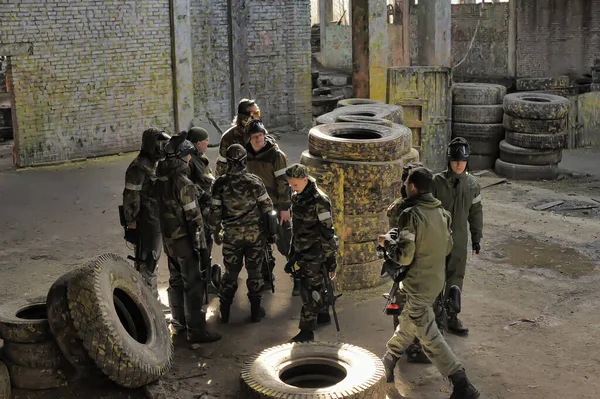 Petersburg Russland 2016 Paintballspieler Voller Montur Auf Dem Schießstand Turnier — Stockfoto