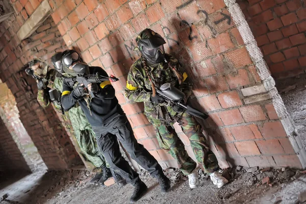 Petersburg Russia 2014 Turniej Paintballa Świeżym Powietrzu Pod Koniec Lata — Zdjęcie stockowe