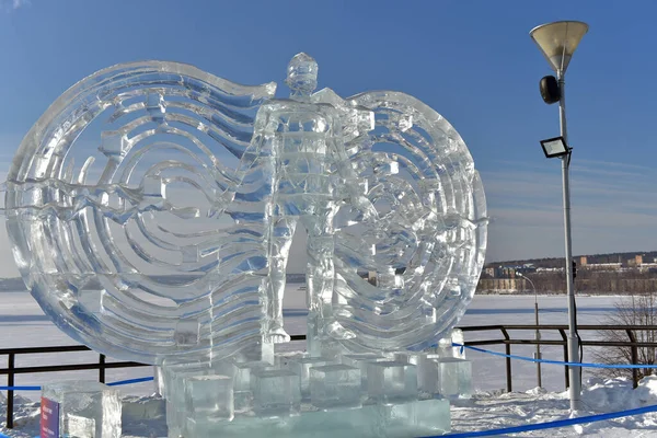 Russia Izhevsk 2021 Exhibition Ice Sculptures Embankment City — Stock Photo, Image