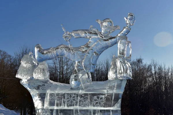 Росія Іжевськ 2021 Виставка Льодових Скульптур Насипі Міста — стокове фото
