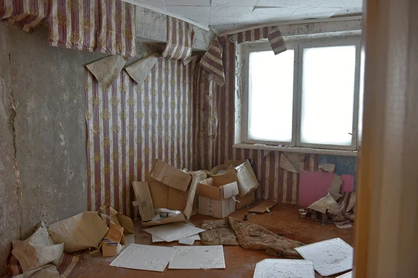 Rusland Vorkuta 2021 Verloren Verlaten Stad Nabij Vorkuta Verlaten Appartementen — Stockfoto