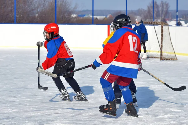 Russia Kechevo 2021 Giocare Hockey Ghiaccio All Aperto — Foto Stock