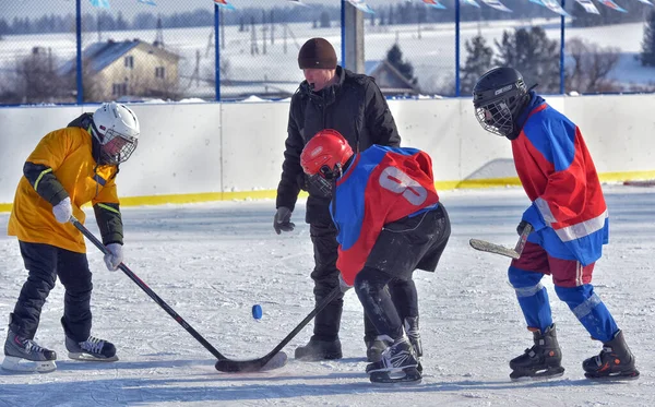 Russie Kechevo 2021 Jouer Hockey Sur Glace Sur Une Patinoire — Photo