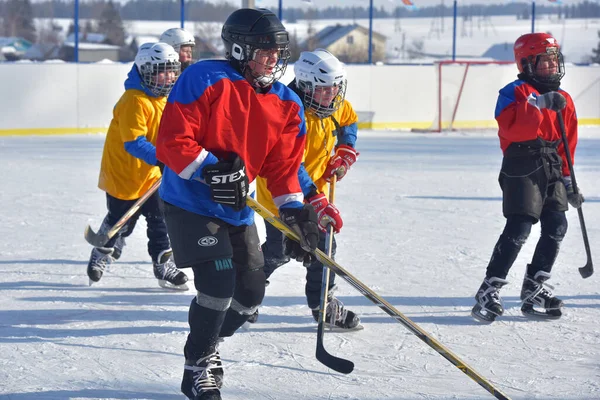 Rosja Keczewo 2021 Gra Hokeja Lodzie Świeżym Powietrzu — Zdjęcie stockowe
