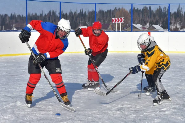 Ryssland Kechevo 2021 Att Spela Ishockey Ishall Utomhus — Stockfoto