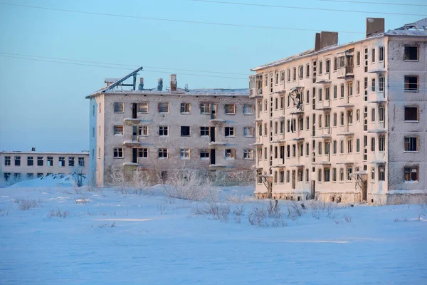 Rússia Vorkuta 2021 Sovetskiy Microdistrito Abandonado Vorkuta Anteriormente Assentamento Urbano — Fotografia de Stock