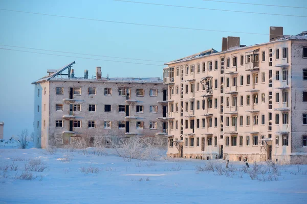 Rússia Vorkuta 2021 Sovetskiy Microdistrito Abandonado Vorkuta Anteriormente Assentamento Urbano — Fotografia de Stock