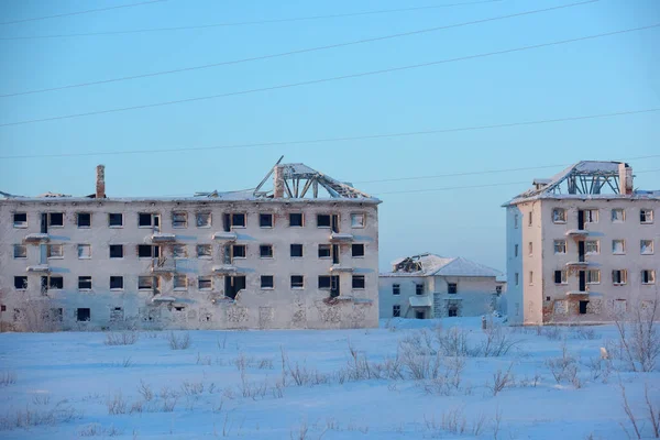 Rússia Vorkuta 2021 Sovetskiy Microdistrito Abandonado Vorkuta Anteriormente Assentamento Urbano — Fotografia de Stock
