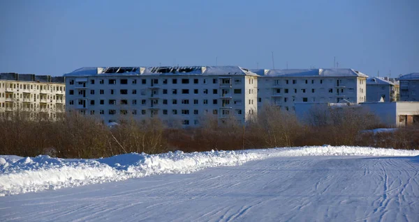 Rússia Vorkuta 2021 Sovetskiy Microdistrito Abandonado Vorkuta Anteriormente Assentamento Urbano — Fotografia de Stock