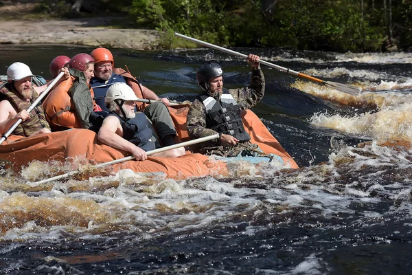 Region Karelia Russia 2016 Spływ Tratwą Rzece Rzek Karelii — Zdjęcie stockowe