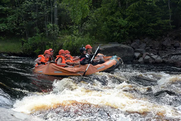 Region Karelia Russia 2016 Spływ Tratwą Rzece Rzek Karelii — Zdjęcie stockowe