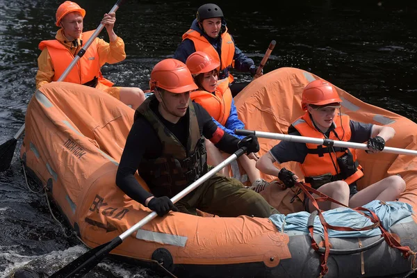 Region Karelia Russia 2016 Spływ Tratwą Rzece Rzek Karelii — Zdjęcie stockowe